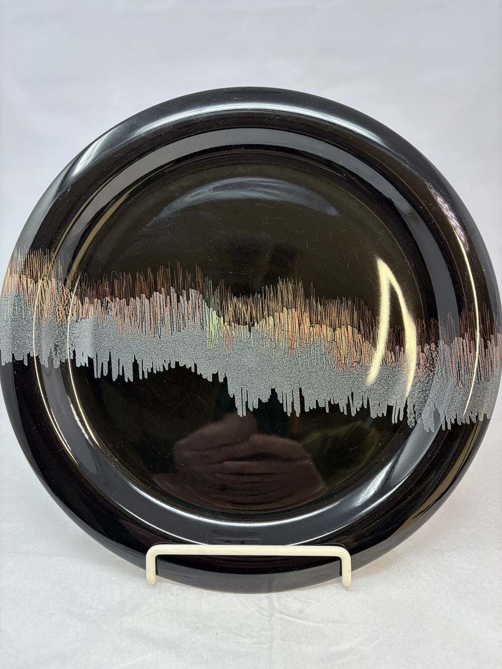 Aurora Borealis Black Arabia Finland serving Platter 13 Inch Mid Century Modern